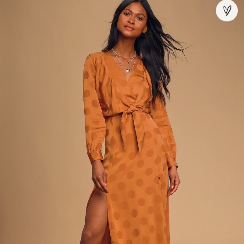 Burnt orange split leg dress from lulus